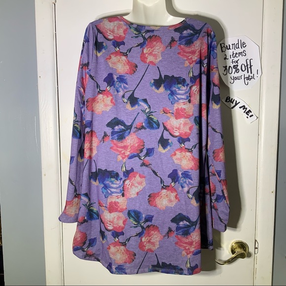 Floral Long Flowing Tunic Top LuLaRoe SZ 2XL - Picture 2 of 8